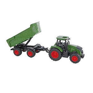 KidsGlobe 540520 Kids Globe tractor met trailer freewheel 41cm groen