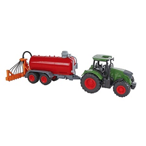 KidsGlobe 540521 Kids Globe tractor met giertank freewheel 49cm groen/rood