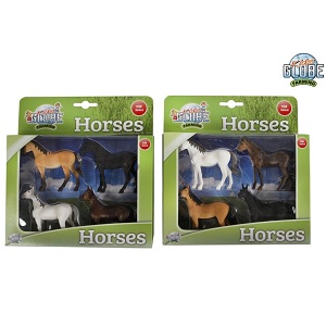KidsGlobe 570199 Paarden, set van vier, schaal 1:32