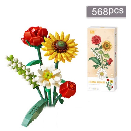 bouwblokjes Bloemenboeket Mini zomers boeket, vergelijkbaar met Lego, 568 steentjes