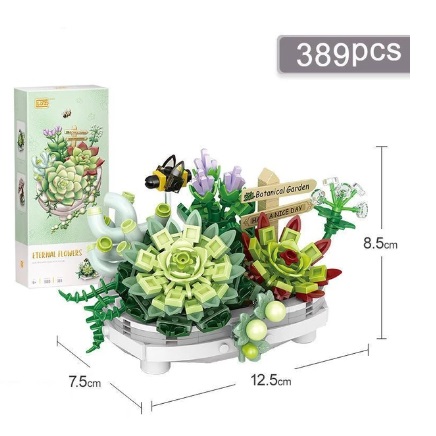 Bruder 31660 bouwblokjes botanische tuin vetplantjes, vergelijkbaar met Lego, 389 steentjes