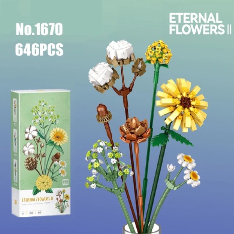 Bruder 31670 bouwblokjes Bloemenboeket Eternal Flowers #1670 - 646 blokjes, vergelijkbaar met Lego