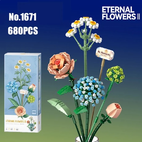 Bruder 31671 bouwblokjes Bloemenboeket Eternal Flowers #1671 - 680 blokjes, vergelijkbaar met Lego