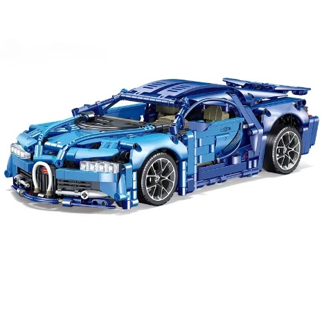 Bruder 67530 compatible met LEGO Bugatti Chiron sportwagen, 1388 blokjes, ca 33 x 16,7 x 10 cm