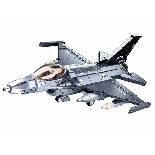 Sluban M38-B0891 F-16 Falcon gevechtsvliegtuig, compatible met Lego, 521 blokjes