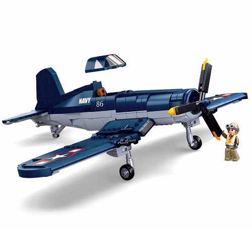 Bruder M38-B1109 Sluban M38-B1109 WWII F4U gevechtsvliegtuig, compatible met Lego, 550 blokjes
